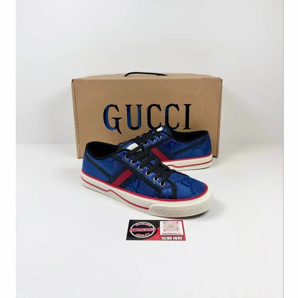 Size 8US - Gucci 1977 Blue Low Top Sneakers NEW